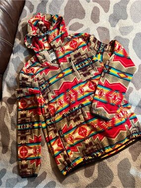 Dravus Red Aztec Hooded Shirt Jacket